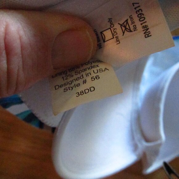 SUNSETS Blue Floral Underwire Bikini Top size 38DD - Picture 6 of 6